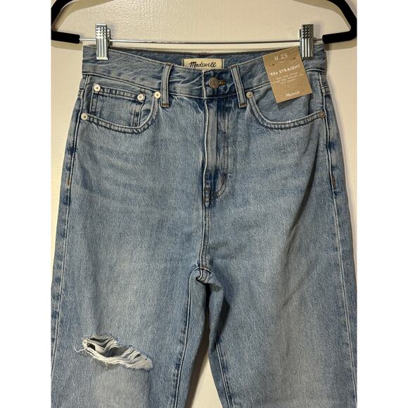 Madewell 90's Straight Leg High Rise Jeans Size 25 NWT Full Length Light Wash - Picture 2 of 11